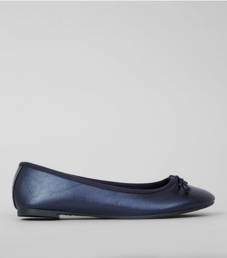 Blue Metallic Ballerina Pumps | New Look