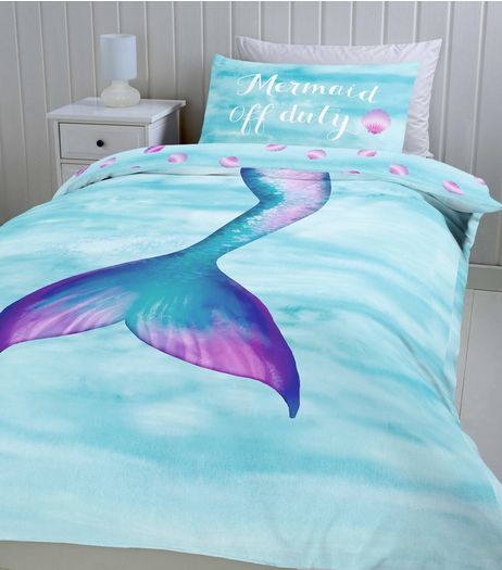 Blue Mermaid Off Duty Single Duvet Set | New Look