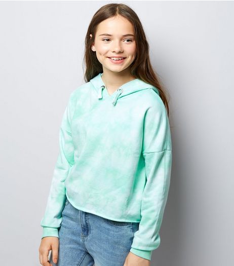 Teens Mint Green Tie Dye Hoodie | New Look