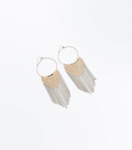 Gold Chainmail Waterfall Oversized Drop Earrings | New Look