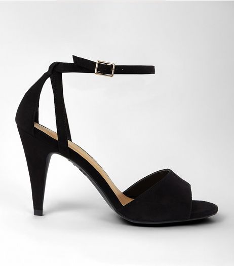 Black Suedette Cone Heeled Sandals | New Look
