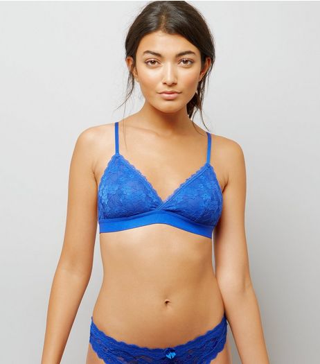 Blue Lace Trim Bralet | New Look