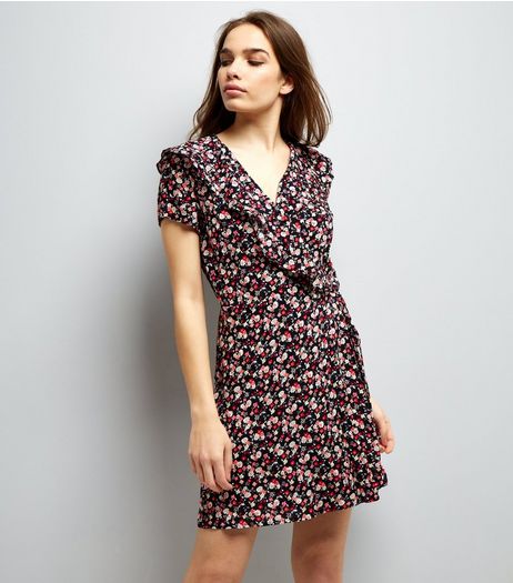 Cameo Rose Pink Floral Print Wrap Front Dress | New Look