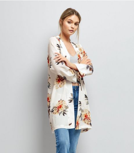Cameo Rose Cream Floral Print Kimono | New Look