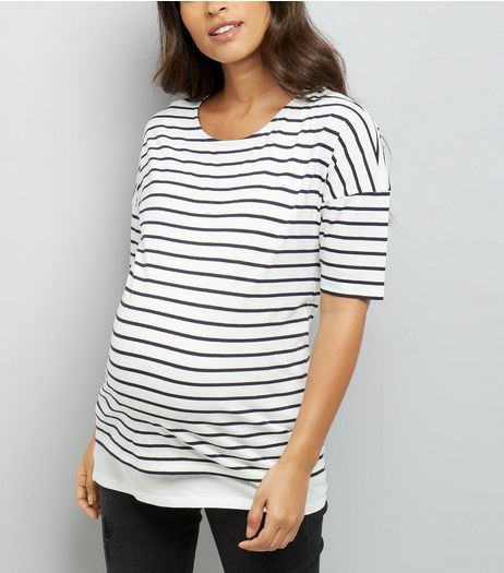 Maternity White Stripe Nursing T-Shirt | New Look