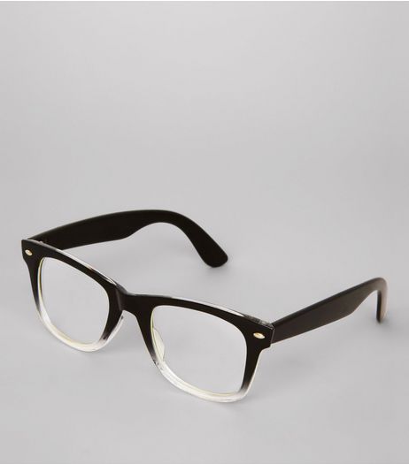 Black Ombre Clear Glasses | New Look