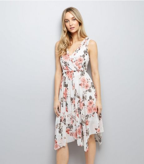 White Floral Print Midi Dress | New Look