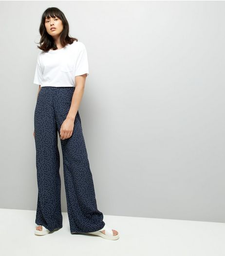 Navy Spot Print Wide Leg Trousers | New Look