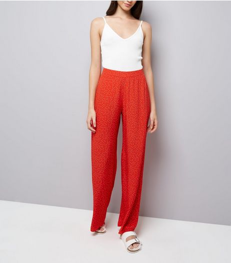 Red Spot Print Wide Leg Trousers | New Look