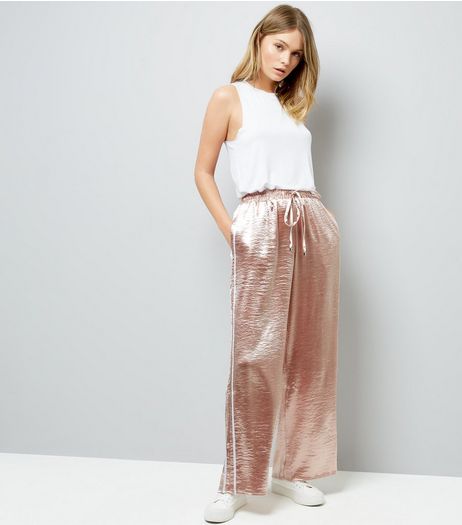 Pink Vanilla Pink Satin Wide Leg Trousers | New Look