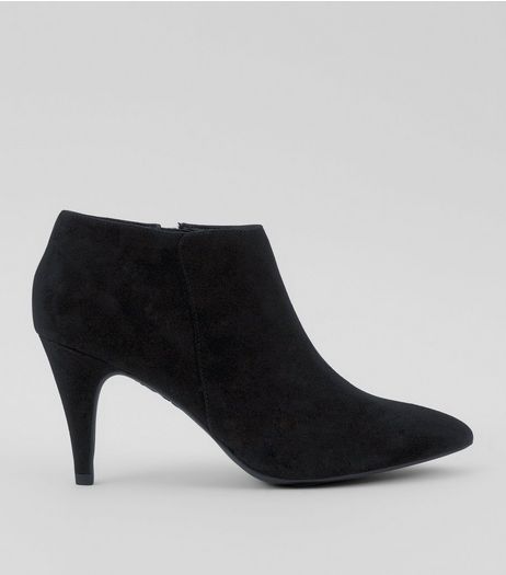 Black Suedette Cone Heel Shoe Boots | New Look