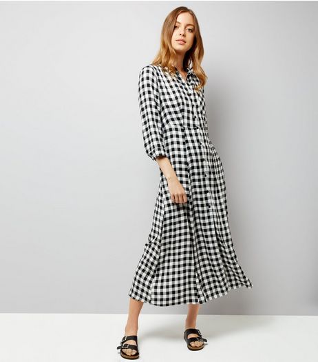 Black Gingham Shirt Dress | New Look