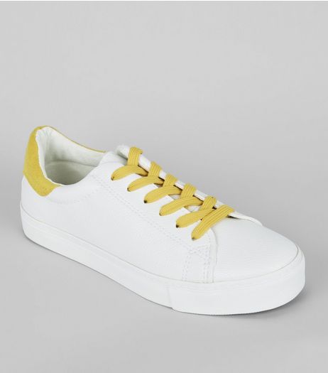 Yellow Contrast Lace Up Trainers | New Look