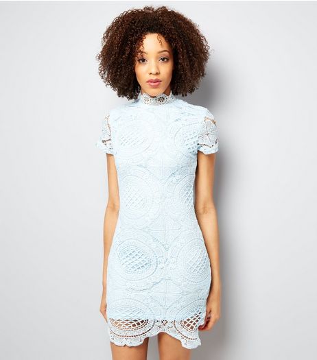 AX Paris Pale Blue Lace Bodycon Dress | New Look