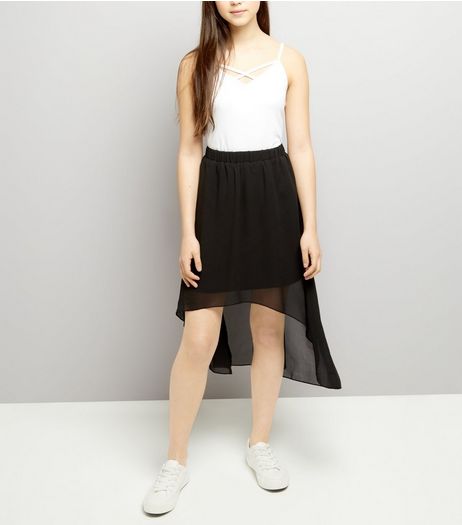 Teens Black Dip Hem Skirt | New Look