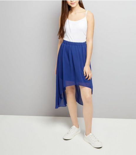 Teens Blue Dip Hem Skirt | New Look
