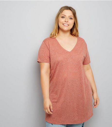 Curves Orange Marl Oversized T-Shirt | New Look