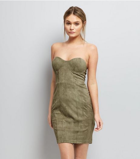 AX Paris Olive Green Bandeau Dress | New Look