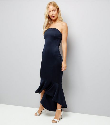 AX Paris Navy Strapless Fish Tail Dress | New Look