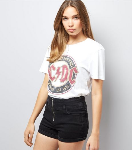 Black Zip Front High Waist Denim Shorts | New Look