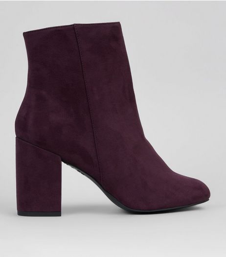 Purple Suedette Block Heeled Boots | New Look