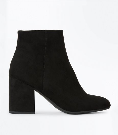 Black Suedette Block Heel Boots | New Look