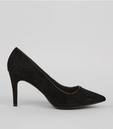 Black Comfort Suedette Pointed Heels | New Look