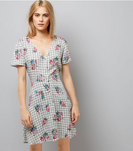 White Floral Print Short Sleeve Dress | New Look