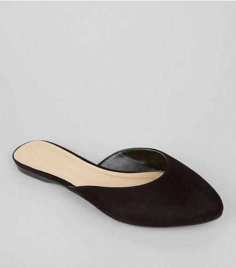 Wide Fit Black Suedette Mules | New Look