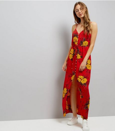 Cameo Rose Red Floral Print Maxi Dress | New Look