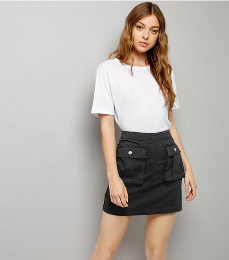 Apricot Black Double Pocket Mini Skirt | New Look
