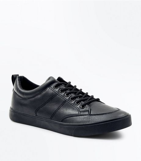 Black Stitch Detail Lace Up Trainers | New Look