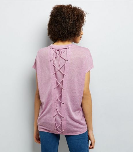 Lilac Lattice Back T-Shirt | New Look