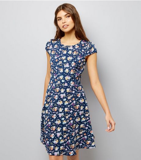 Blue Vanilla Navy Abstract Print Bardot Tunic | New Look