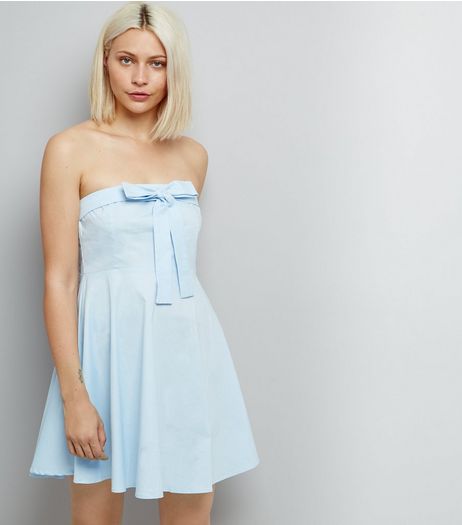 Blue Vanilla Pale Blue Bow Front Dress | New Look