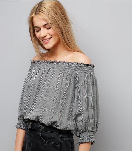 Black 3/4 Sleeve Bardot Neck Crop Top | New Look