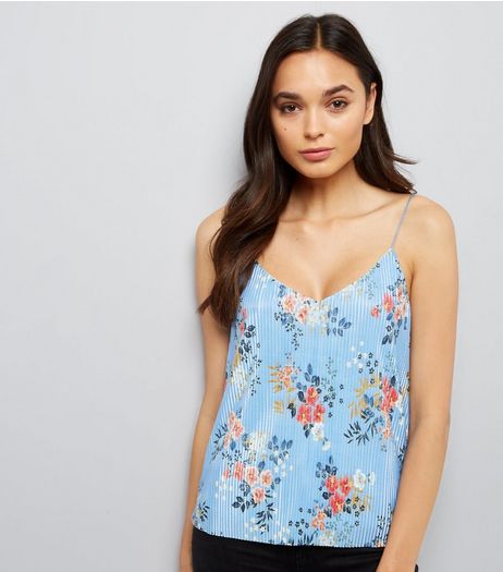 Yellow Floral Print Pleated Cami Top | New Look