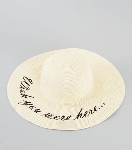 Cream Wish You Were Heel Floppy Hat | New Look