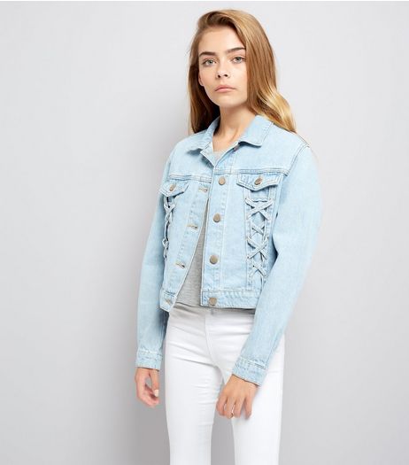 Teens Blue Lace Up Denim Jacket | New Look