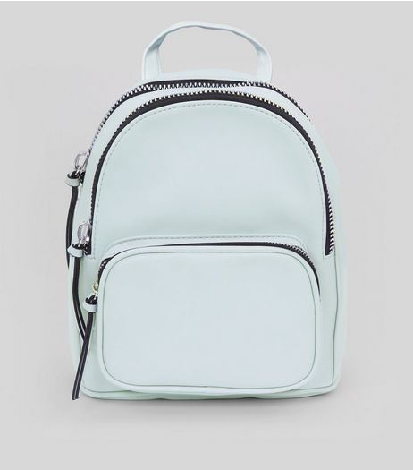 Pale Blue Chunky Zip Mini Backpack | New Look