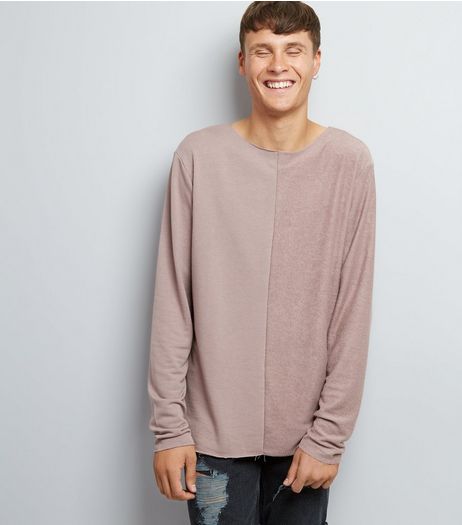 Light Purple Spliced Raw Hem Sweater | New Look