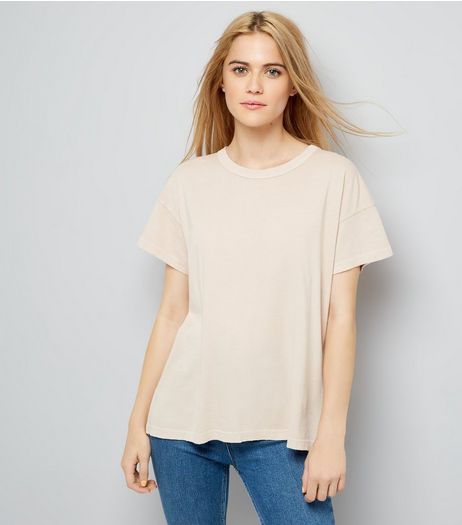 Light Brown Distressed Edge T-Shirt | New Look