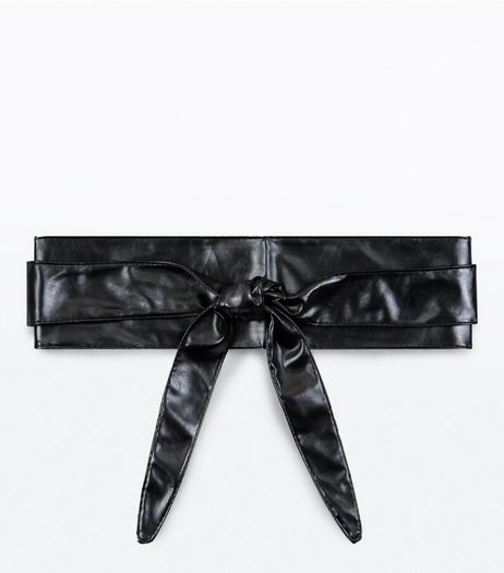 Black Tie Up Front Wrap Belt | New Look