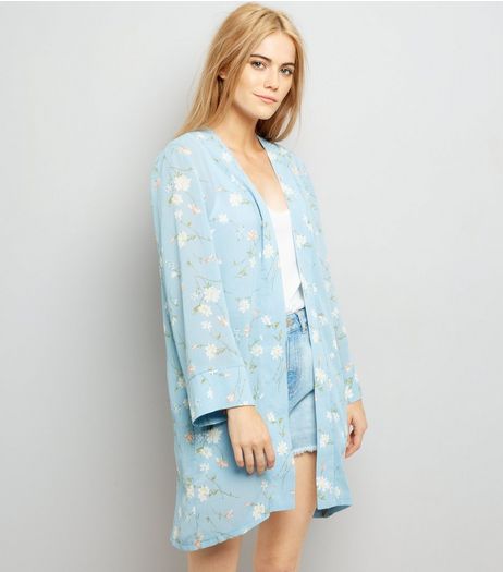 Cameo Rose Blue Floral Print Kimono | New Look