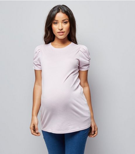 Maternity Lilac Puffed Sleeve Top | New Look
