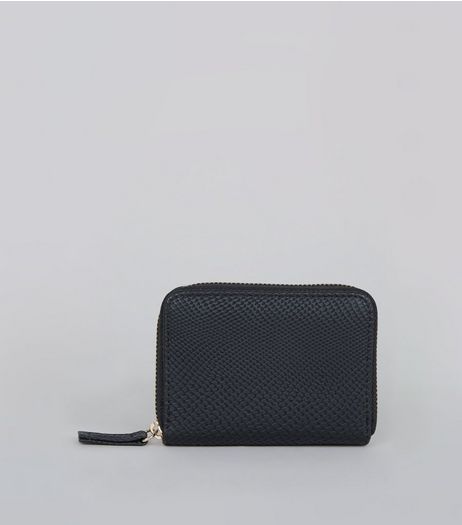 Black Snakeskin Finish Zip Around Cardholder | New Look