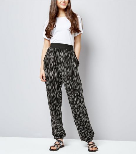 Black Monochrome Print Joggers | New Look