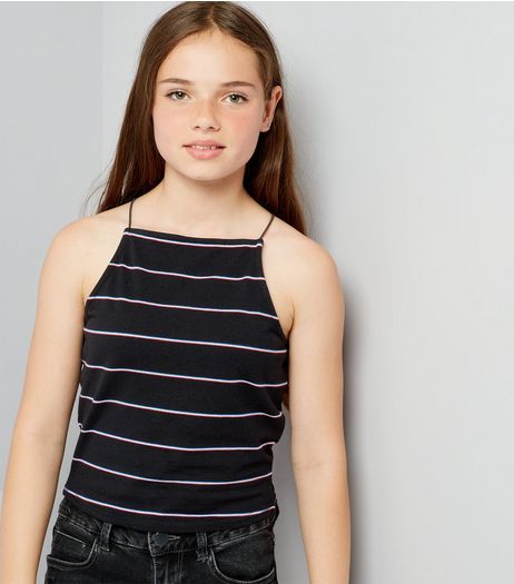 Teens Black Stripe High Neck Cami | New Look
