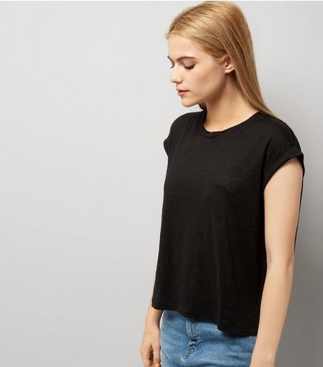 Black Linen T-Shirt | New Look