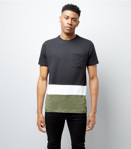 Navy Colour Block T-Shirt | New Look
